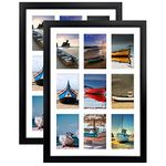 HORLIMER 4x6 Picture Frames Collage with 9 Openings, Set of 2, Black Multi Photo Frame for Wall Hanging