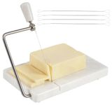 Radicaln Marble Cheese Slicer White 8"x5" Inch Cheese Cutter Handmade Cutting Board With Wire - Multi Purpose Kitchen Gadgets Soft Food Slicer Vegetable Cutter - Comes With 4 Replacement Wires