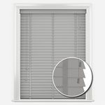 Funky Gadgets Faux Wood Blinds Wooden Window Venetian Blind 50mm Horizontal Slats with White Silver/Grey Tape Trimmable, Child Safe (Grey, W45cmxL150cm)