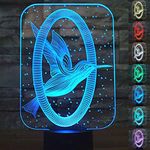 3D Optical Illusion Visual LED Night Light,WONFAST 7 Colors Led Acrylic Light 3D Creative Stereo Touch Switch Visual Atmosphere Desk Table Lamp for Home Decoration Xmas Birthday Gifts (Hummingbird)