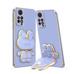 KARWAN®️ 3D Cat Back Case and Cover with Stand Compatible for Redmi Note 11 Pro | Stand and Mirror | Camera Protection | Electroplated | Folding Stand -Blue