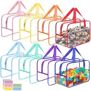 8 Packs Widen X-Large Toy Storage Bags 12.6×9.25×6.9In with Labels, Reusable Clear PVC Board Game Storage, Travel Waterproof Organizer Bags with Zipper for Building Blocks, Puzzle, Stuffed Animals