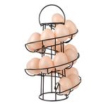 Egg Skelter Deluxe Modern Spiraling Dispenser Rack - Freestanding Wire Chicken Egg Storage Organizer Display Holder Basket for Countertop Kitchen,Black