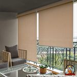 HIPPO Roller Blind Curtain for Outdoor Shade HDPE Corded 95% Sun & UV Protection, Air Flow Design, Light Filtering Balcony Roll-up Blinds (Persian-Beige, 4FTX9FT)