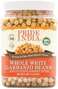 Pride Of India Indian Whole White Garbanzo Beans 10Mm Protein & Fiber Rich Kabuli Chana, 3 Pound Jar