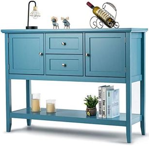 Costway Buffet Sideboard Table, Wood Hallway Console Table with 2 Drawers & 2 Cabinets, Modern Storage Cabinet Drawers Cupboard for Kitchen, Living Room, Bedroom (Blue)