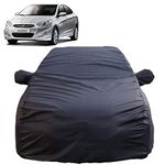 Autofact Waterproof Car Body Cover Compatible with Hyundai Accent (1999 to 2010) with Mirror Pockets, 4 x 4 American Matty, Long Lasting Strong Durable Material, Grey Color