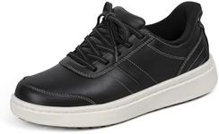 Orthofeet Women's Orthopedic Leather Wander Hands-Free Sneakers, Black, 5.5 UK