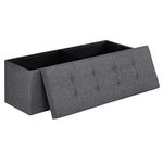 SONGMICS 43 Inches Folding Storage Ottoman Bench, Storage Chest, Foot Rest Stool, Dark Gray ULSF77K