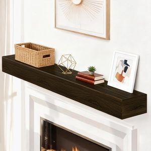 telkener Fireplace Mantel Handcrafted Wall-Mounted Floating Mantel Shelf Decoration Wood Fireplace Mantels Suitable for Living Rooms,Bedrooms, Tvs, Bookshelves.(Retro Walnut,72" L x 8" D x 6" H)