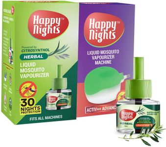 Happy Nights Strawberry Mosquito Repellent Herbal Eucalyptus Oil Based Liquid Vaporizer With Machine | Long-lasting Mosquito Refill Liquid | Safe for Kids | Prevent from Mosquito | The Best & Natural Mosquito Repellent for Babies| Indoor Mosquito Liquid Refill Pack Combo(1 Refill (45ml) + Machine) - FORMULATION 4X