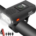 Bike Light, High Lumens Super Bright Bicycle Light, 6+4 Modes USB Rechargeable Bike Headlight & Tail Light Set, Waterproof Safety Bike Front & Rear Light for Road, Mountain, Night Riding