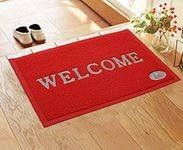 BENAVJI Printed Welcome Door Mat|Strong PVC Material & Solid Print|Anti Skid & Water Proof|Size 58 X 38 (Red), Large Rectangle