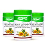 OZiva Hair Vitamins Capsules for Hair Growth |100% Natural with Biotin, Iron, DHT Blocker & Vitamin E I Clinically Proven Hair Growth Supplements for Women & Men (3 Months, Results Pack)