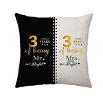 Aconesong 3rd Anniversary Throw Pillow Cover Gifts for 3 Years of Marriage Couples Valentines Day Gifts for Her Him Husband Wife 3rd Wedding Anniversary Keepsake Decoration 45 x 45 cm (3rd)