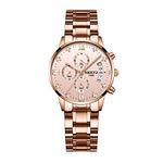 NIBOSI Women's Watches Analog Quartz Diamond Dail Watches for Women Ladies Fashion Casual Chronograph Watches with Stainless Steel Strap, Dial Color-Rose Gold