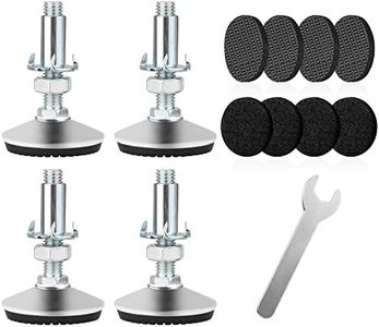 Tahikem 4 Set M10 Adjustable Leveling Feet, Heavy Duty Height Adjuster Furniture Leveler Foot With T Nut, Screw On Cabinet Restaurant Table Chair Self Levelers Leg (2 Base Dia & Thread Length, Silver)