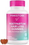 Pink Stork Postpartum Hair Loss Gummies: Hair Skin and Nails Vitamins, Postnatal Vitamins, Biotin for Hair Regrowth + Strengthening, Postpartum Essentials for Moms, Women-Owned, 60 Strawberry Gummies