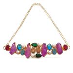 Jiaara Handcrafted Pure Amethyst Raw Stone Brass Choker Necklace for Women