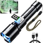 Rechargeable Flashlight 990000 High Lumen, Brightest LED Flashlights with IPX7 Waterproof, Zoomable, 6 Lighting Modes Super Bright Flash Light, Tactical Flash Light for Outdoor, Camping, Emergency