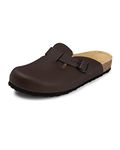 VITAFORM® Clogs for Men and Women | Extra Wide Slippers | Mules Made of Full Cowhide Leather | Work Shoes Handmade, brown, 7 UK