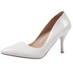 Women Stiletto Court Shoes Pointed Toe Elegant Court Shoes Slip On High Heel Dress Shoes Solid Shoes, 16087BGV White Size 10.5 UK/48