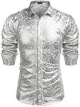 COOFANDY Men's Gold Prom Shirt Shiny Glitter Fancy Dance Button Down Goth Shirts