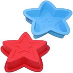 2 Packs Star Shaped Baking Mould, SourceTon Silicone Cake Mould Baking Mould for DIY Cake Decorating Tools - Red, Blue