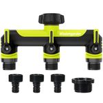 Hose Splitter 3 Way, Tap Connector, Garden Hose Connector, High Flow Washing Machine Hose Connector, 3 Way kitchen tap hose connector, Connect multiple irrigation timers,3/4" with 1/2" Adapter,Green