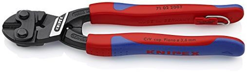 Knipex Tools 71 02 200 T BKA 8" High Leverage Cobolt Cutters, Tether Attachment - Comfort Grip,