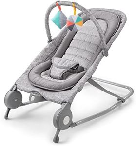 Summer Infant 2-in-1 Bouncer & Rocker Duo (Light Gray Tweed) Convenient and Portable Rocker and Bouncer for Babies Includes Soft Toys and Soothing Vibrations