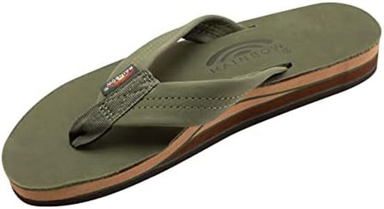 Rainbow Sandals Women's Limited Edition - Double Layer Wide Strap w/Custom Colors, Forest Green W/Fawn Midsole, 5.5-6.5