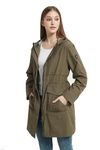 RAGEMAN Womens Water Resistant Jacket, Hooded Outdoor Lightweight Parka Style Breathable Hiking Camping Coat, Windproof Outwear Army Green M