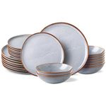 AmorArc Ceramic Dinnerware Sets,Handmade Reactive Glaze Plates and Bowls Set,Highly Chip and Crack Resistant | Dishwasher & Microwave Safe Dishes Set, Service for 6 (18pc)