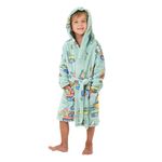 YLLSOPHAN Boys Girls Printed Pattern Digger Hooded Dressing Gown Sleeping Wear Bathrobe Robe Attached Belt Soft Fleece Extra Thickness (UK, Age, 4 Years, 5 Years, Regular, Digger)