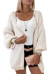Dokotoo Women's Cardigans Sweaters Lantern Sleeve Fall Winter Colorblock Striped Casual Loose Knit Cardigan UK Apricot S