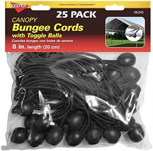 Keeper - 8" Canopy Bungee Cords with Toggle Balls, 25 Pack