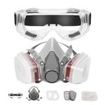 Xfopz Respirator Mask,Half Facepiece Gas Mask with Safety Glasses Reusable Professional Breathing Protection Against Dust,Chemicals,Pesticide and Organic Vapors, Perfect for Painters and DIY Project