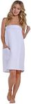 Turquaz Linen Lightweight Knee Length Waffle Robes For Women Spa Bath Waffle Body Wrap Towel with Adjustable Touch Fastener, White, Large