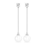 CLARA 925 Sterling Silver Pearl Yua Earrings | Rhodium Plated, Swiss Zirconia, Screw Back | Gift for Women & Girls