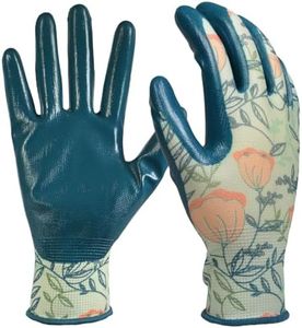 DIGZ 77862-23 High Performance Women's Gardening Work Touch Screen Compatible Fingertips Gloves, Large (Pack of 4), Coral Floral Pattern