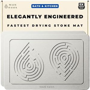 MAZE OASIS - 5X Faster Drying - Premium Bathroom Mat Set (2 Pack) [The Dry Home System] – Stone Bath Mats for Bathroom & Dish Drying Mat Stone – Non Slip Diatomaceous Earth – Zen Sterling