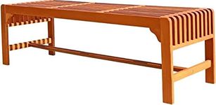 Malibu Red Brown 5Ft Rustic Eucalyptus Wooden Backless Outdoor Bench for 3 Seater in Entry Way Porch Picnic Garden Patio Backyard Balcony Bathroom Spa Dining Outdoor Seating 500 lbs Capacity