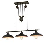 Westinghouse Lighting 6332500 Industrial Iron Hill Three-Light Indoor Island Pulley Pendant, Oil Rubbed Bronze Finish