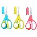 LIVINGO Left Handed Scissors for Kids - 3 Pack 5 inches Blunt Tip Safety Lefty School Scissors for Children Toddler Classroom Craft Cutting Paper, Yellow, Pink, Blue