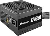 Corsair CV650 80 PLUS Bronze Non-Modular ATX 650 Watt Power Supply (Full Continuous Power, 120 mm Low-Noise Cooling Fan, Compact Casing, Black Sleeving and Casing) UK - Black