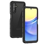 Lanhiem for Samsung Galaxy A15 5G Case, IP68 Waterproof Dustproof, Built-in Screen Protector, Rugged Full Body Shockproof Protective Cover for Samsung A15 5G /4G 6.5", Black/Clear