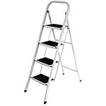 Home Vida 4 Step Ladder, Heavy Duty Steel, Folding, Portable with Anti-Slip Mat