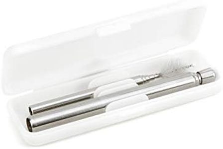 KIKKERLAND DESIGN Kikkerland Collapsible Travel Straw Set, Medium, Silver