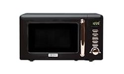 Haden Salcombe Black Microwave Oven - Easy To Use 800w Microwave With 5 Power Levels - 8 Auto Cook Functions, Defrost, Express Cooking - Easy To Clean Interior - Modern Kitchen Appliance